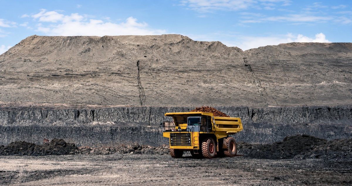 Mining haul truck in an open pit