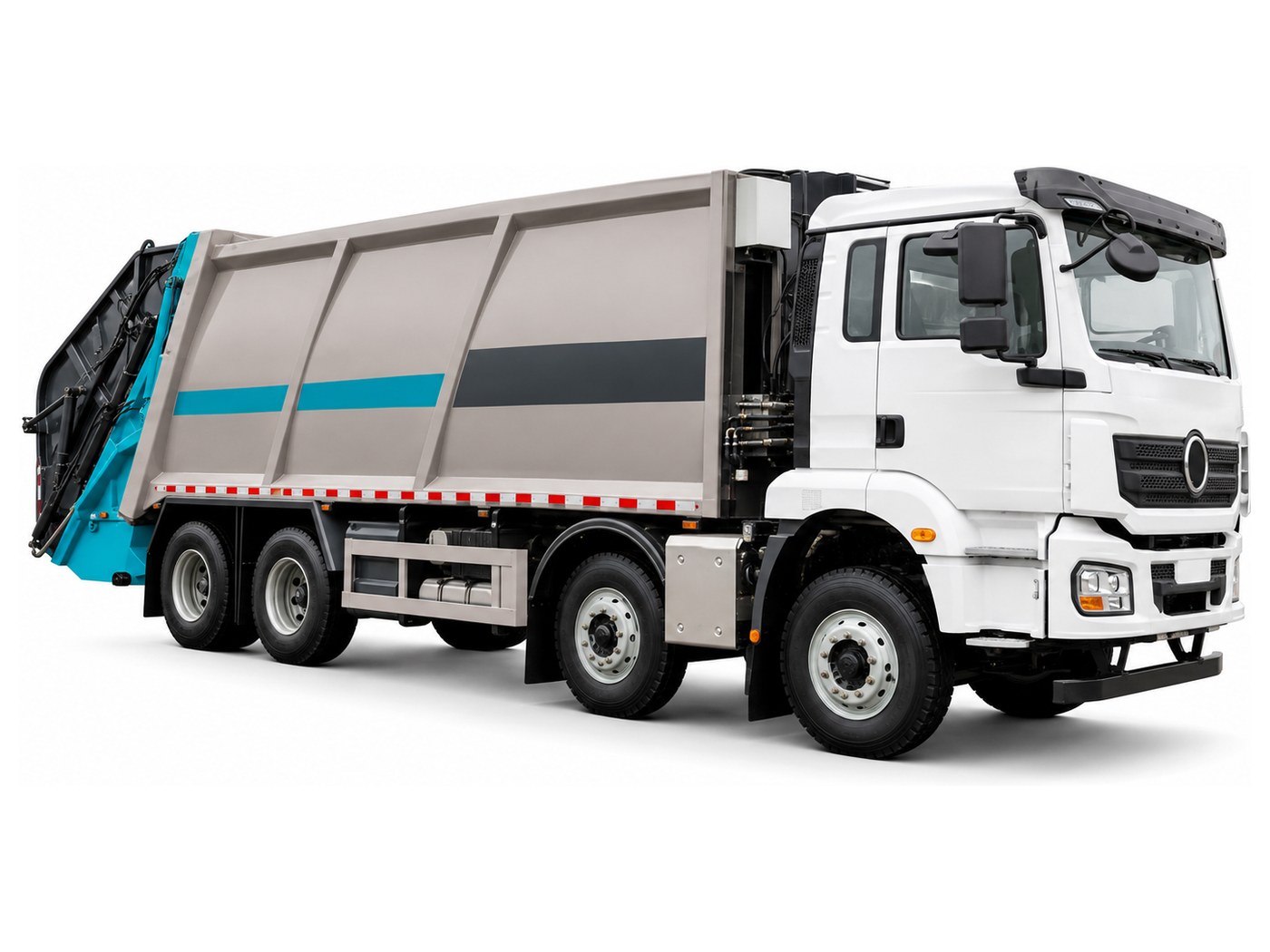 Rear-loader refuse compactor truck