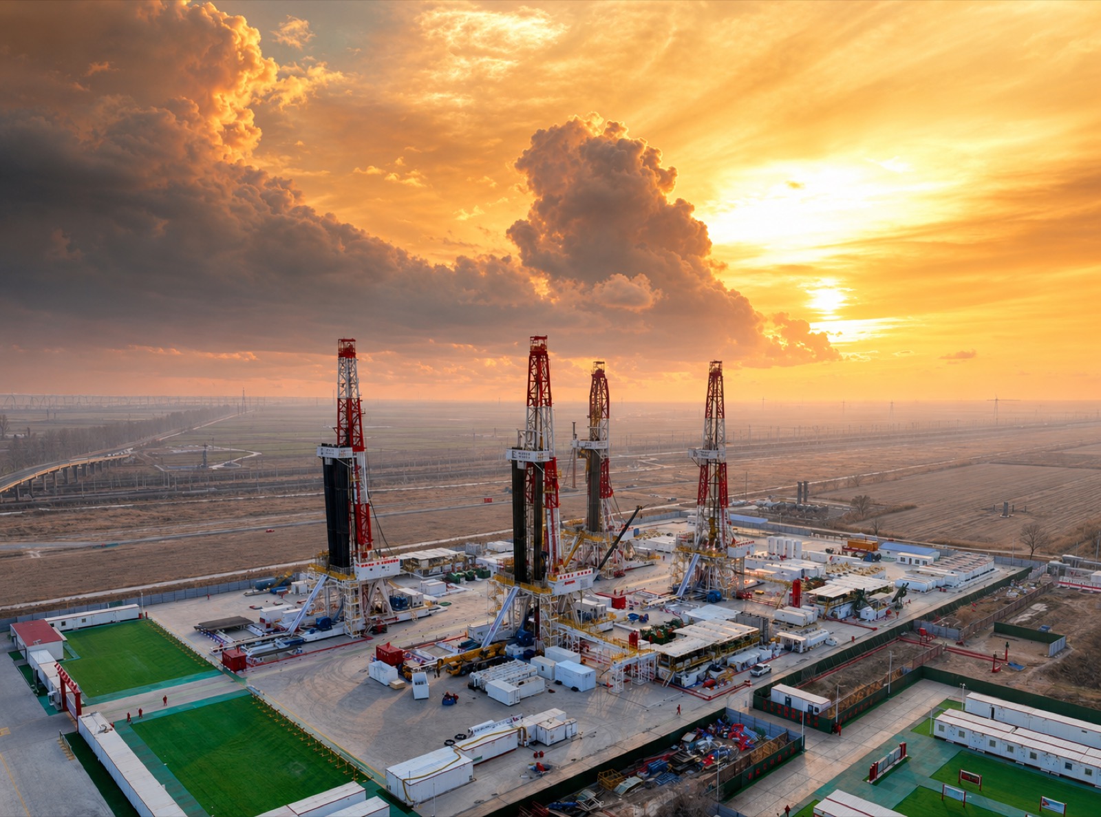 Drilling rig operating at a well site