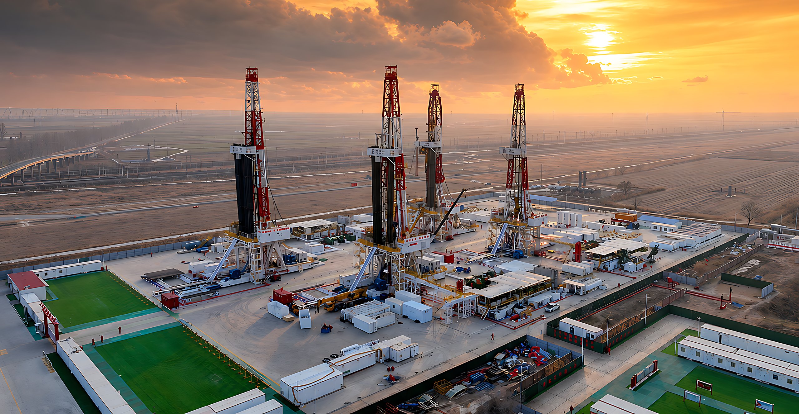 Oilfield drilling and production rig for oil and gas extraction